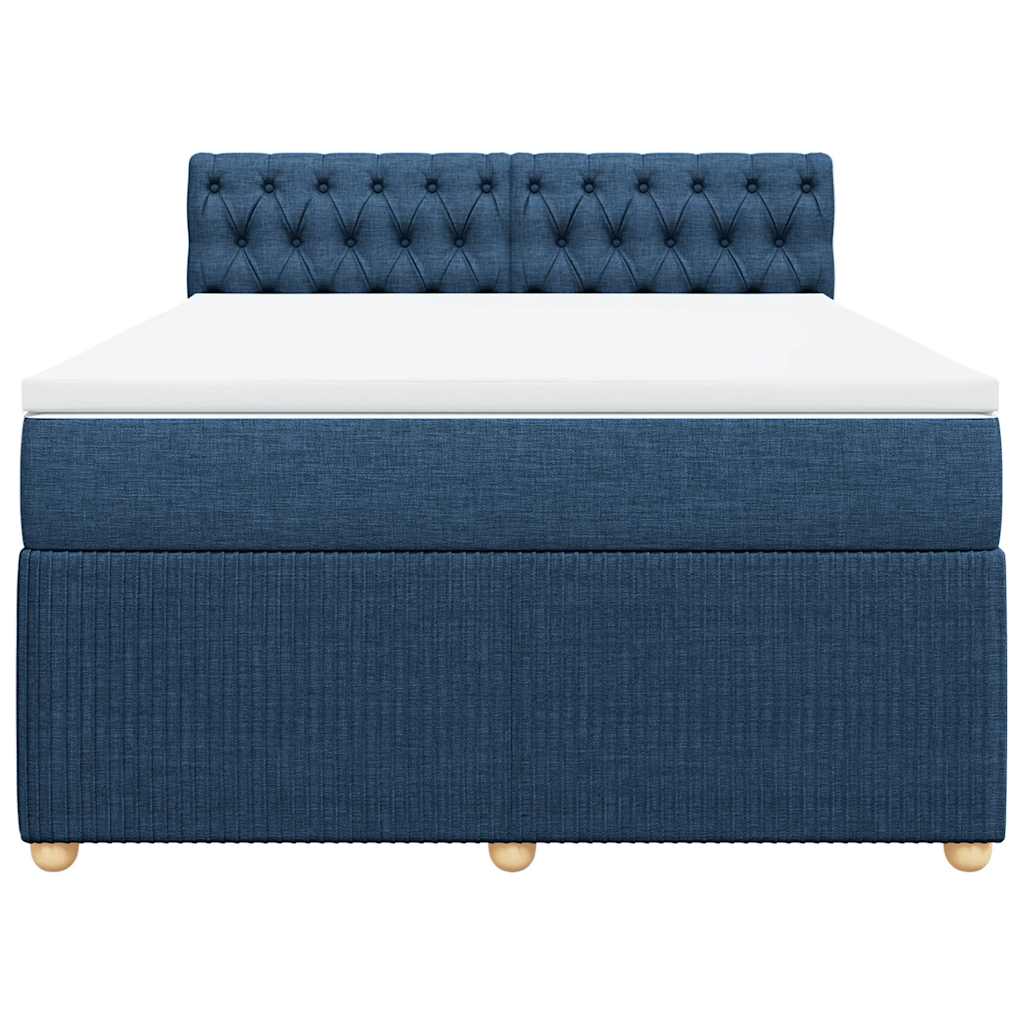 vidaXL Boxspring met matras stof blauw 140x190 cm, foto 4