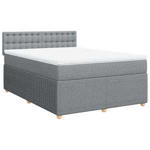 Box spring postel s matrací světle šedá 140 x 190 cm textil - obrázek 2