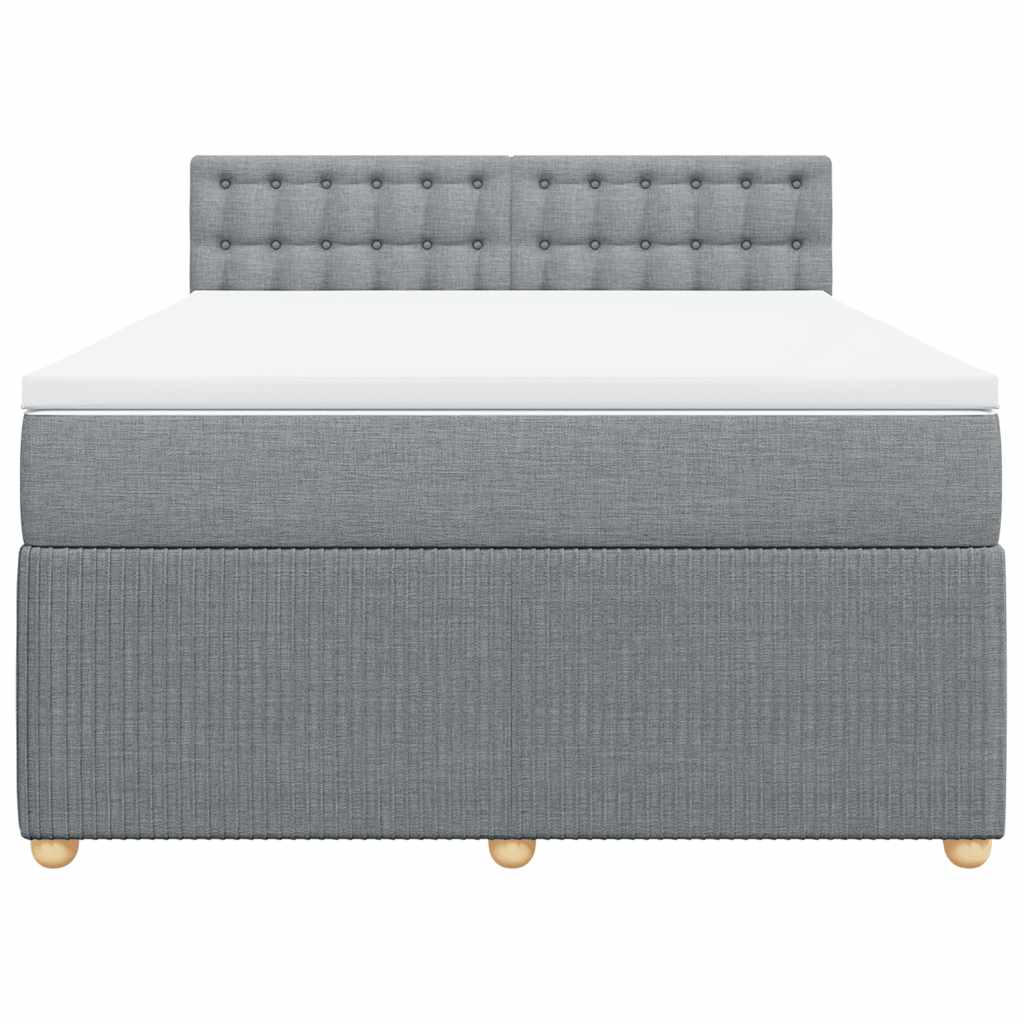 vidaXL Boxspring met matras stof lichtgrijs 140x190 cm grijs, foto 4