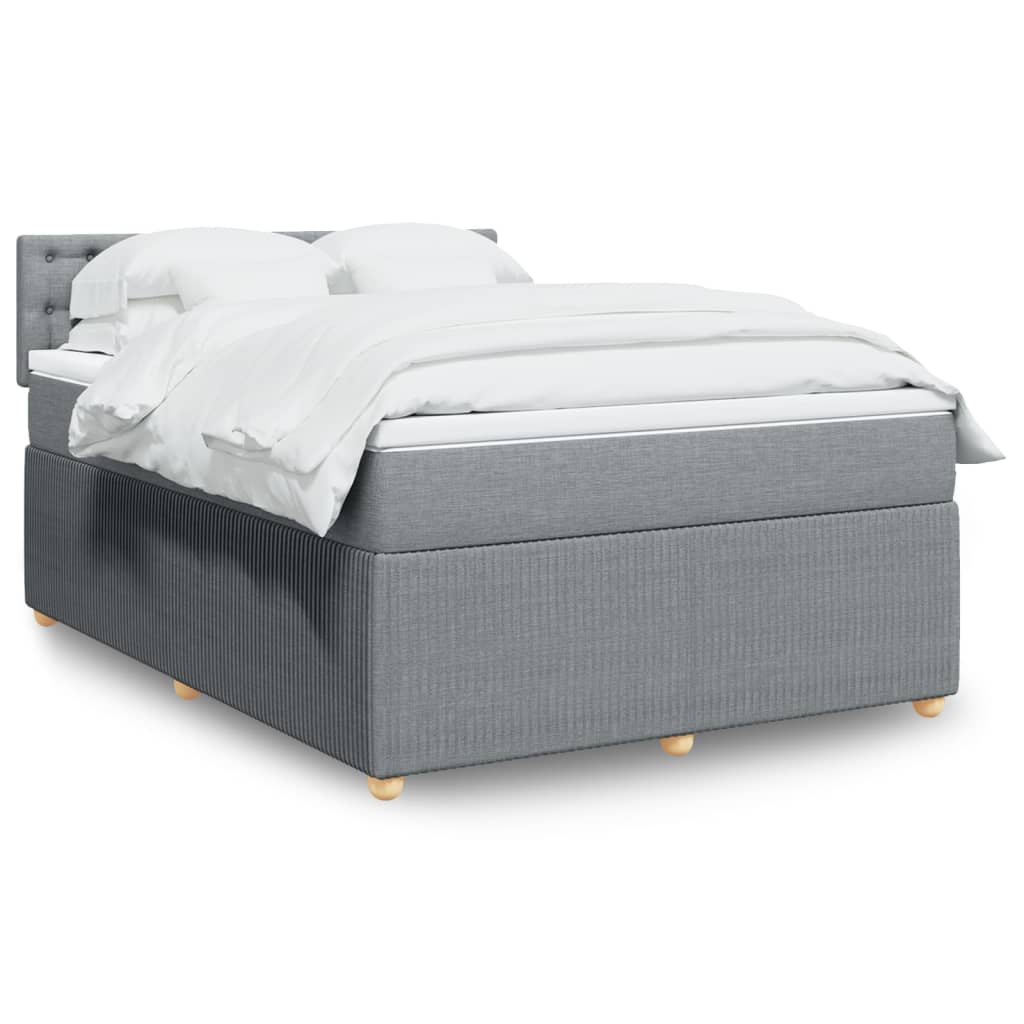 Boxspringbett mit Matratze Hellgrau 140×190 cm Stoff