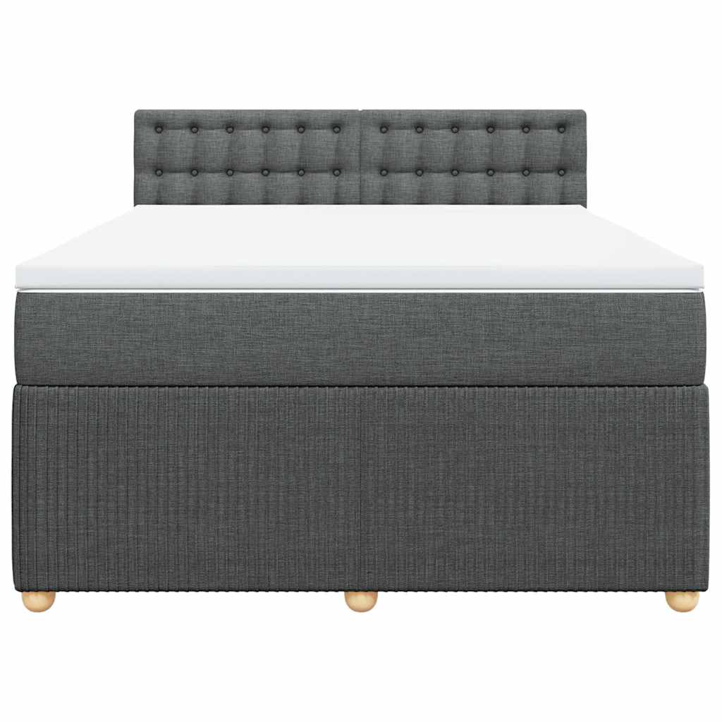 vidaXL Boxspring met matras stof donkergrijs 140x190 cm grijs, foto 4