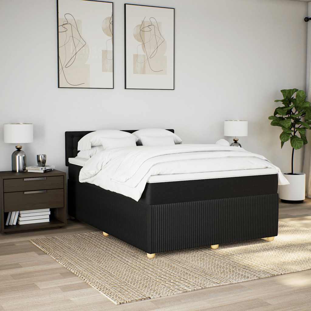 vidaXL Boxspring met matras stof zwart 140x190 cm afbeelding