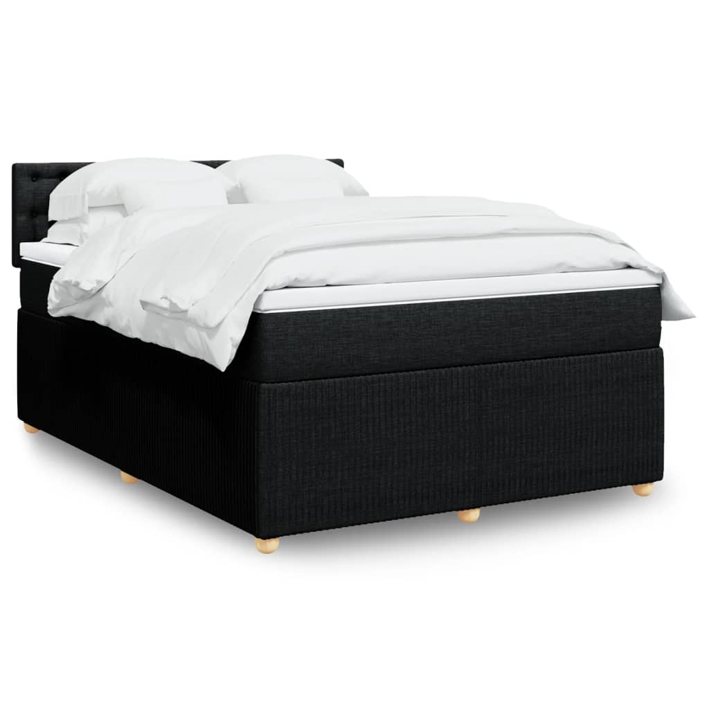 vidaXL Boxspringbett mit Matratze Schwarz 140x190 cm Stoff