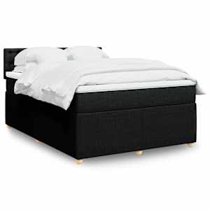 Box spring posteljni z vzmetnico črn 140x190 cm blago