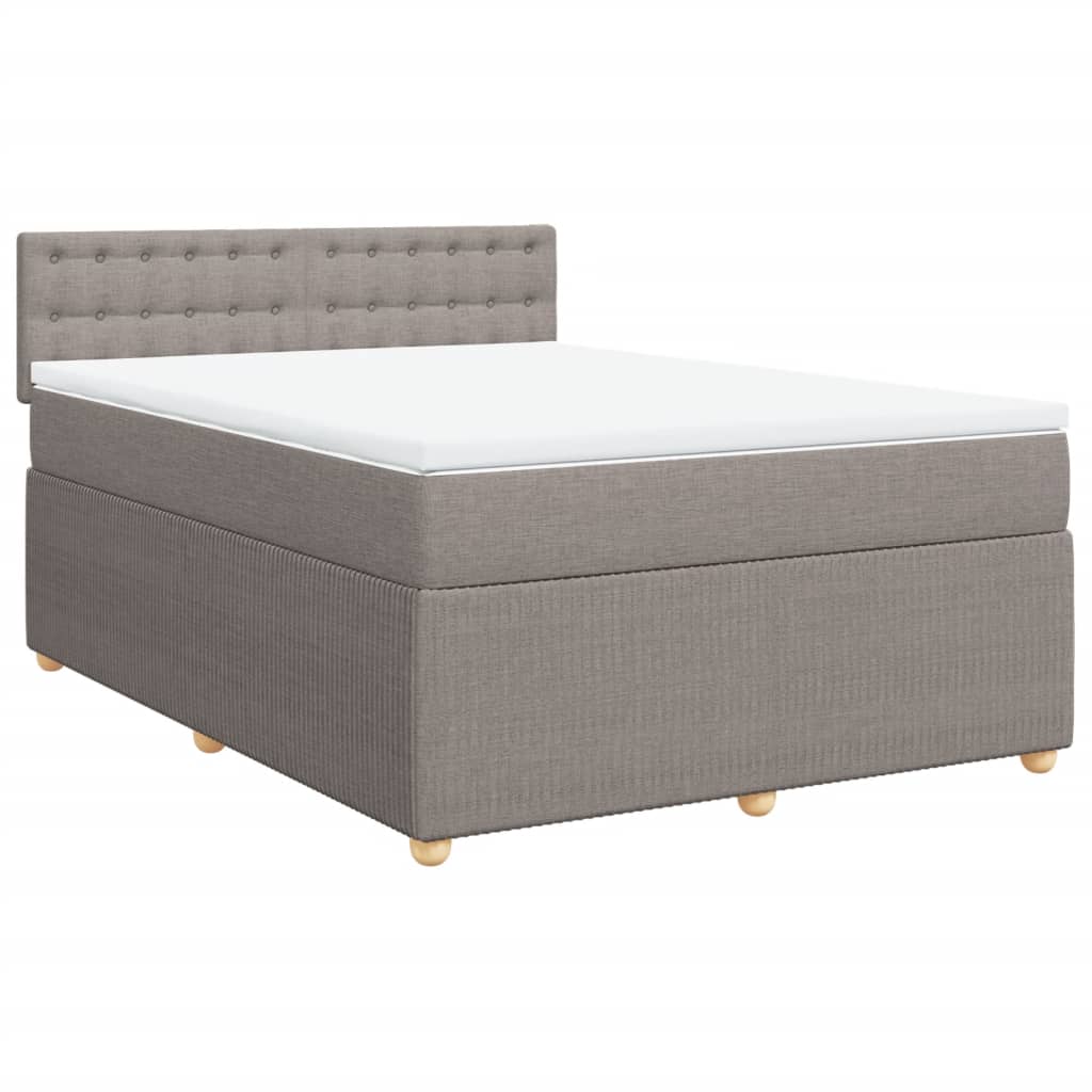 vidaXL Box spring postelja z vzmetnico taupe 140x190 cm blago