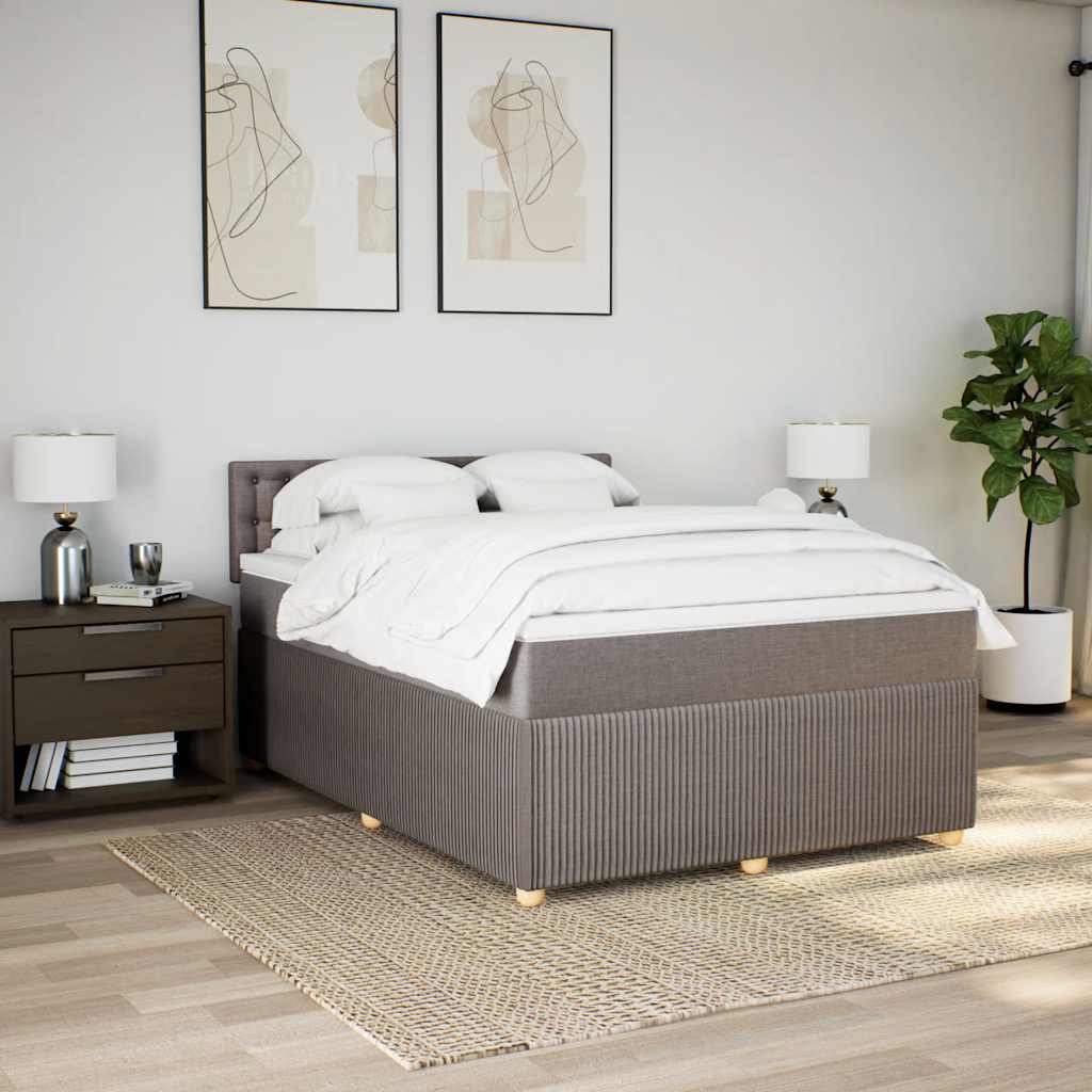 vidaXL Boxspring met matras stof taupe 140x190 cm, foto 2