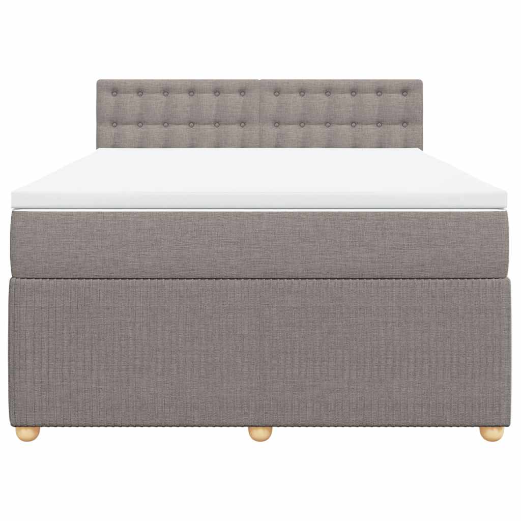 vidaXL Boxspring met matras stof taupe 140x190 cm, foto 4