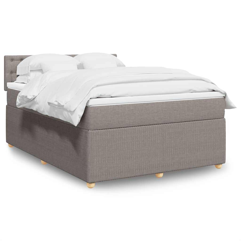 Kontinentalseng med madras og topmadras 140×190 cm - stof gråbrun