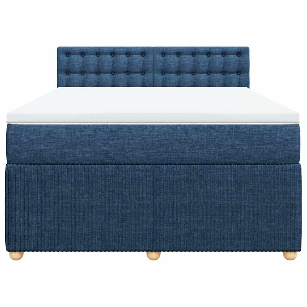 vidaXL Boxspring met matras stof blauw 140x190 cm, foto 4