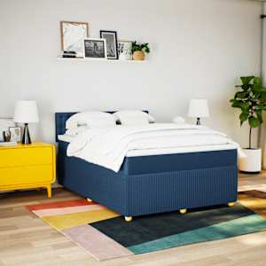 Box spring postel s matrací modrá 140x190 cm textil - obrázek 3