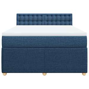 Box spring postel s matrací modrá 140x190 cm textil - obrázek 4