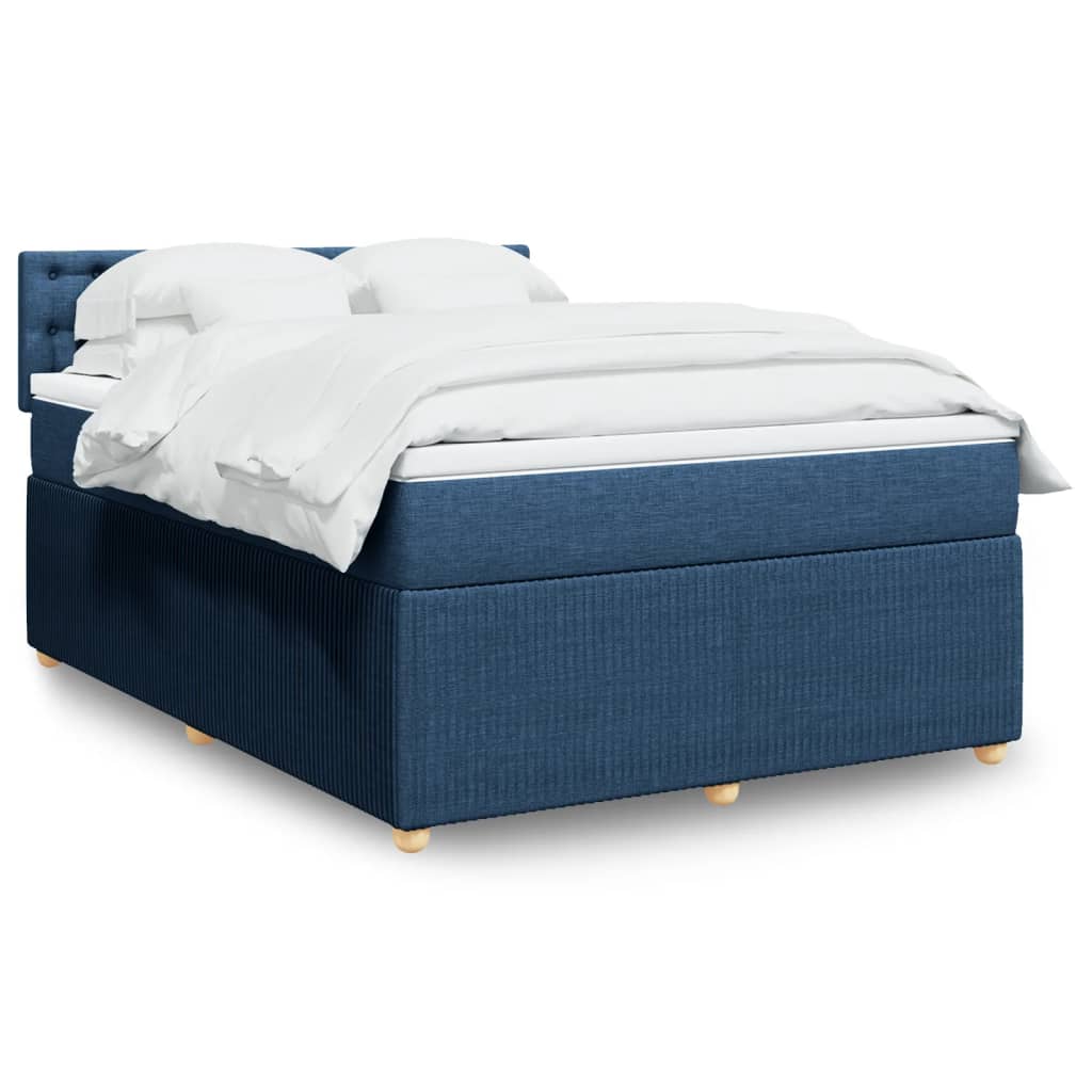 Boxspringbett mit Matratze Blau 140×190 cm Stoff