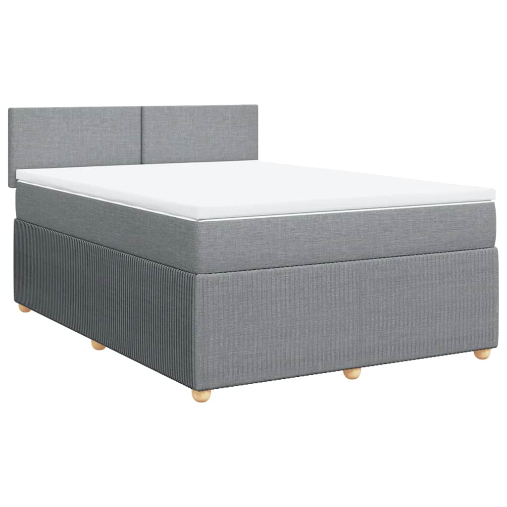 vidaXL Boxspring met matras stof lichtgrijs 140x200 cm grijs, foto 3