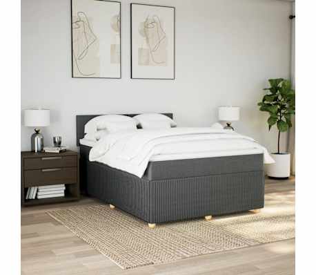 vidaXL Box spring postel s matrací tmavě šedá 140x200 cm textil