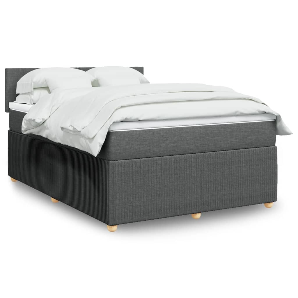 Boxspringbett mit Matratze Dunkelgrau 140×200 cm Stoff