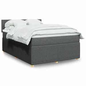 Box spring postelja z vzmetnico temno siva 140x200 cm blago