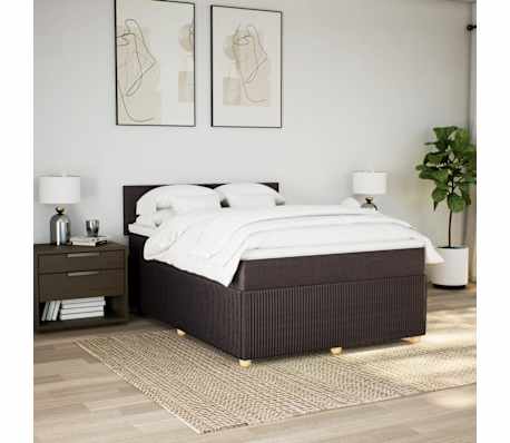 vidaXL Cama com molas/colchão 140x200 cm tecido castanho-escuro
