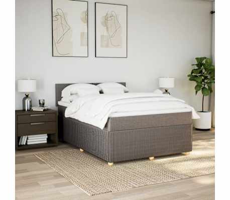 vidaXL Pat continental cu saltea gri taupe 140x200 cm material textil