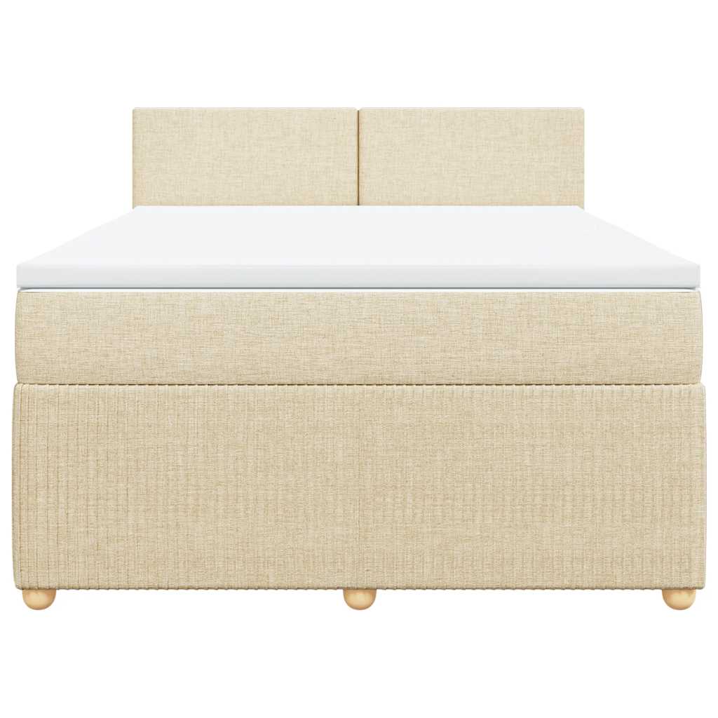 vidaXL Boxspring met matras stof crèmekleurig 140x200 cm, foto 4