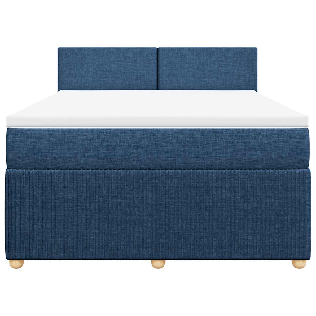 vidaXL Boxspring met matras stof blauw 140x200 cm, foto 4