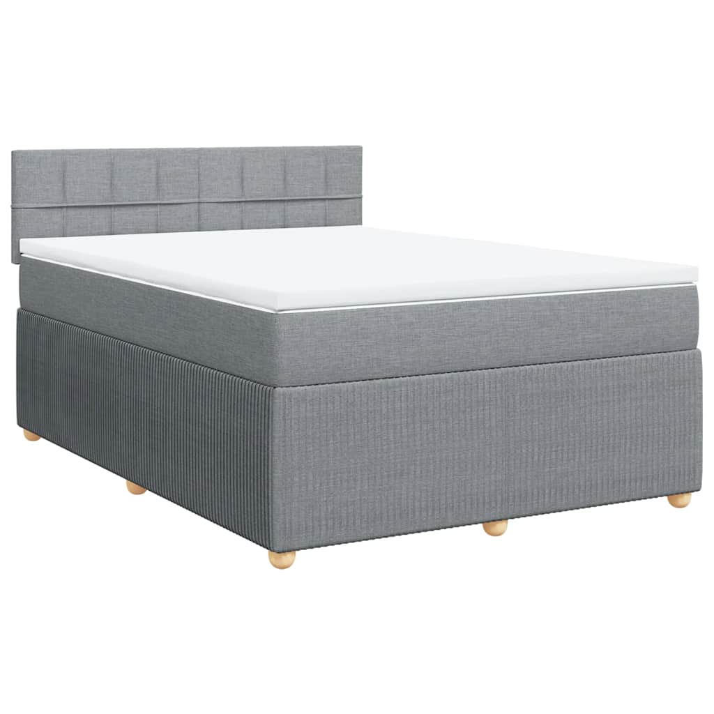 vidaXL Boxspring met matras stof lichtgrijs 140x200 cm grijs, foto 3