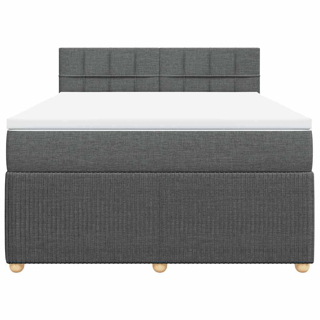 vidaXL Boxspring met matras stof donkergrijs 140x200 cm grijs, foto 4