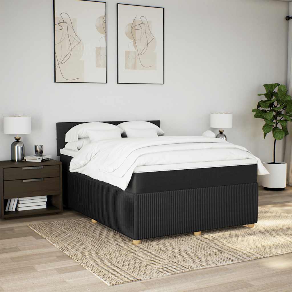 vidaXL Boxspring met matras stof zwart 140x200 cm afbeelding