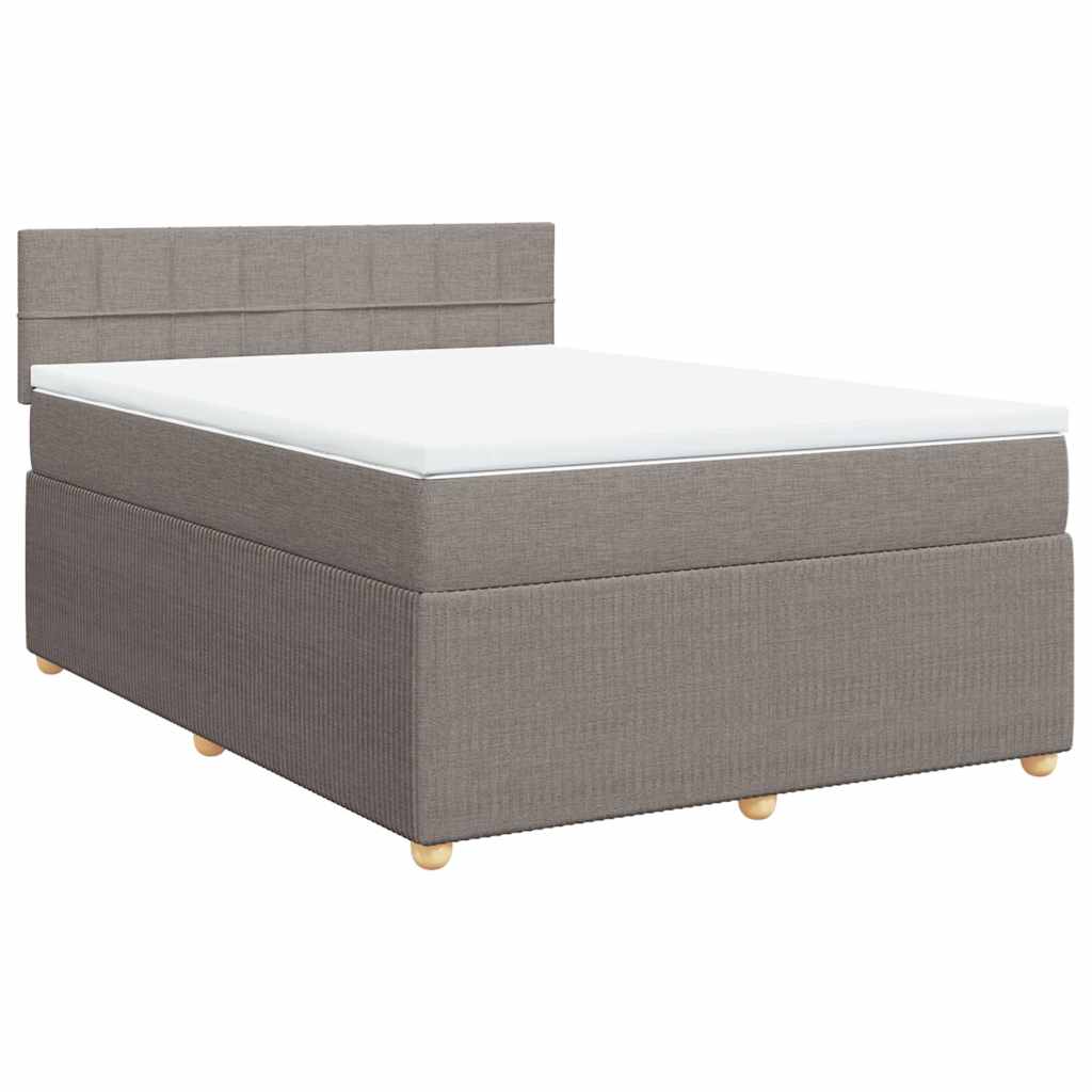 vidaXL Boxspring met matras stof taupe 140x200 cm, foto 3