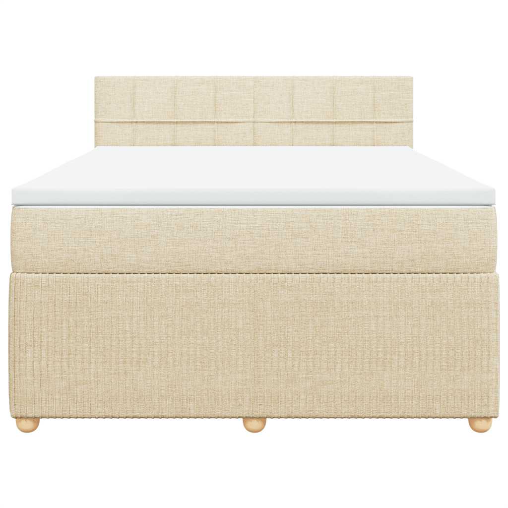 vidaXL Boxspring met matras stof crèmekleurig 140x200 cm, foto 4
