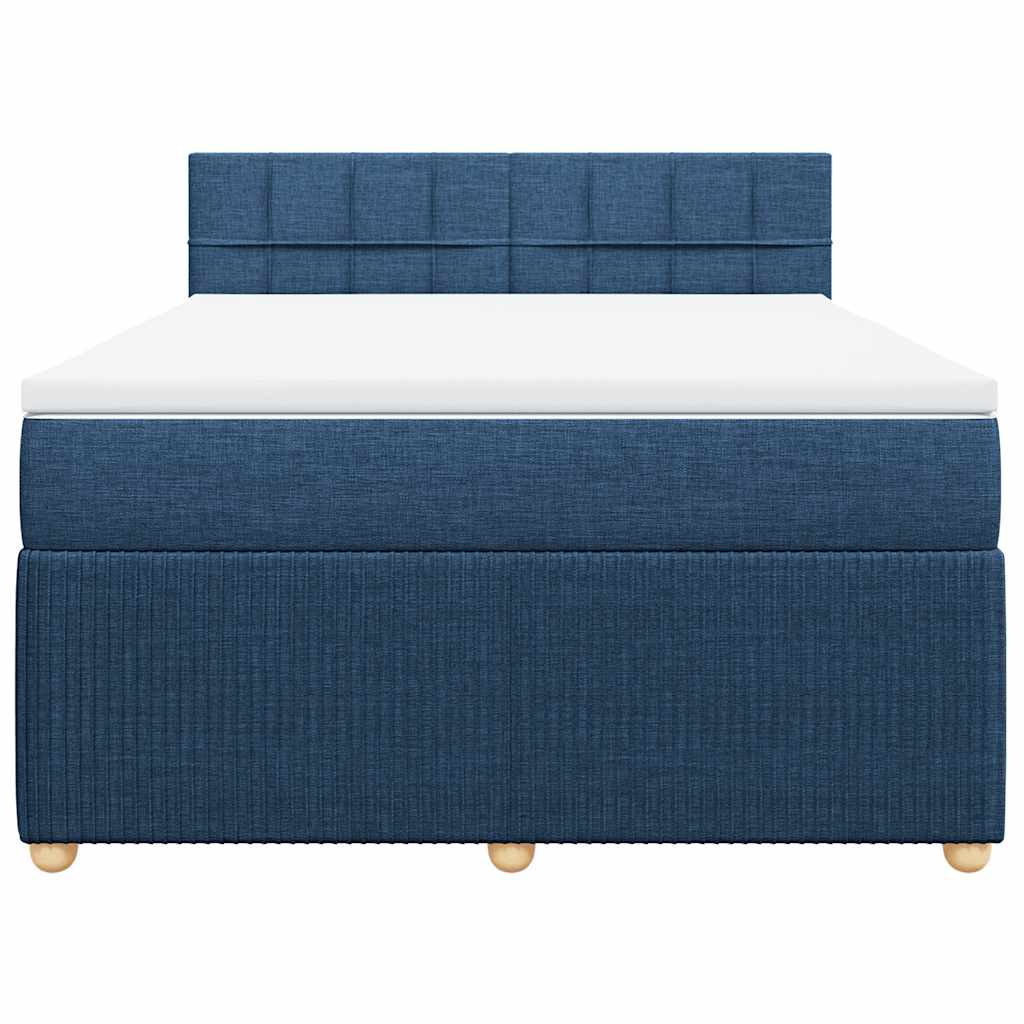 vidaXL Boxspring met matras stof blauw 140x200 cm, foto 4