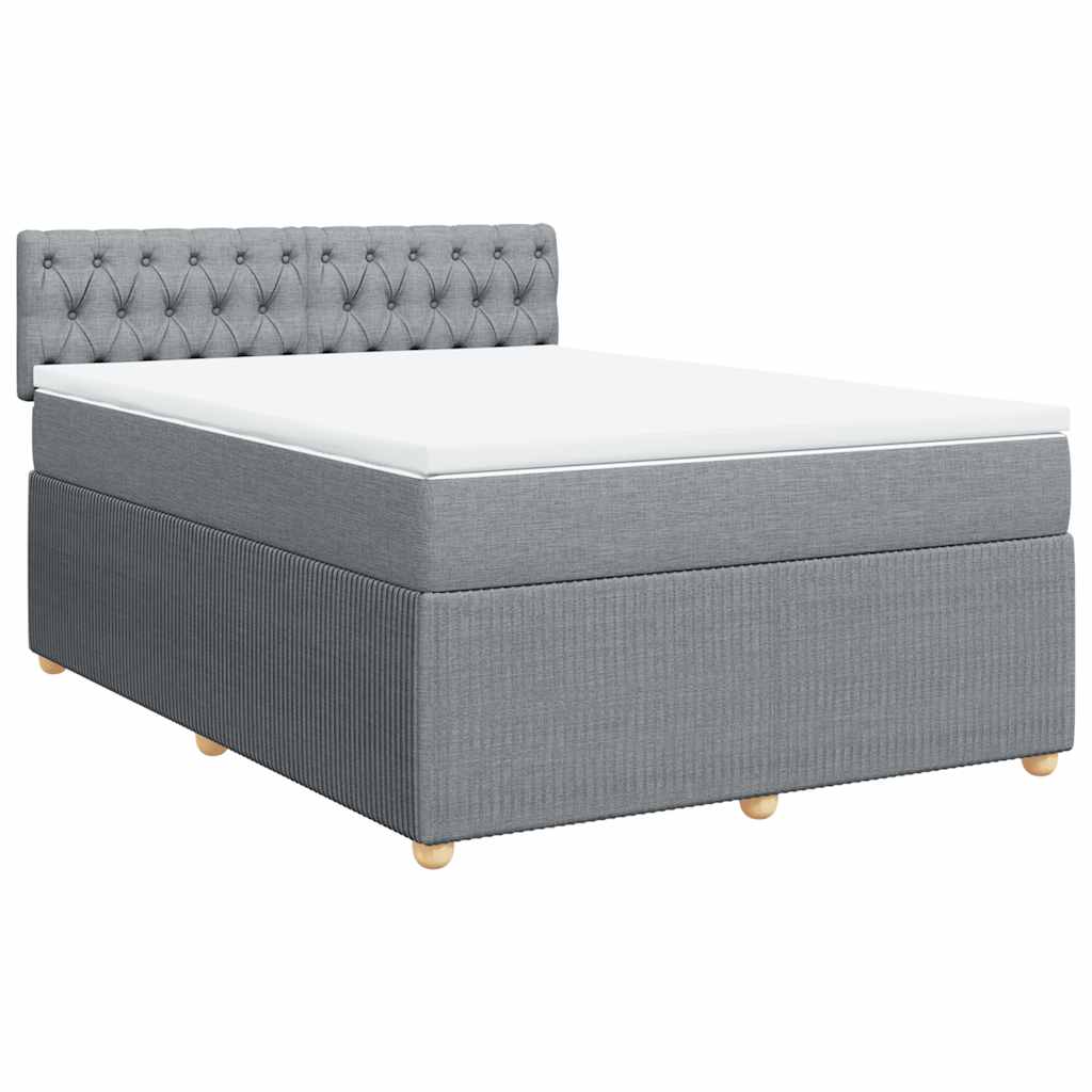 vidaXL Box spring postel s matrací světle šedá 140 x 200 cm textil
