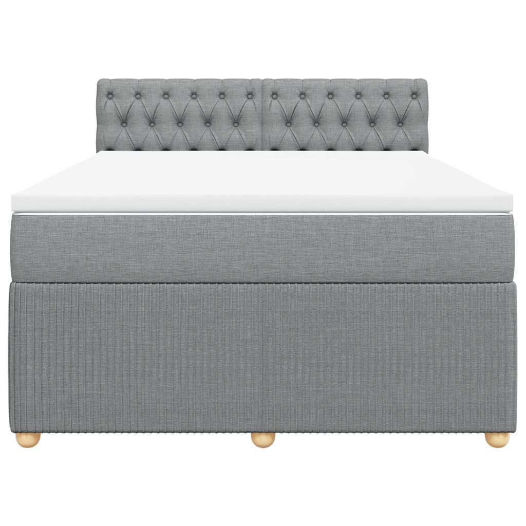 vidaXL Boxspring met matras stof lichtgrijs 140x200 cm grijs, foto 4