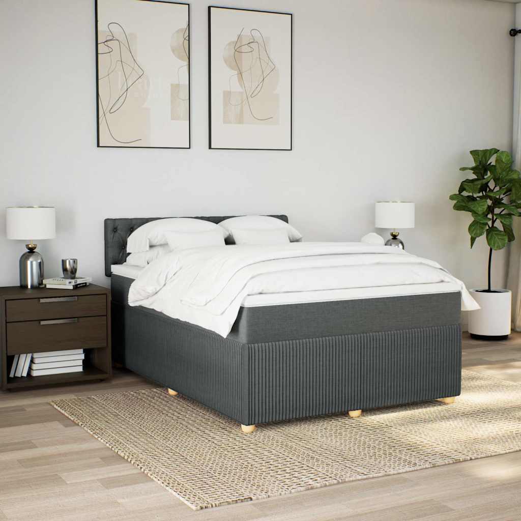 vidaXL Boxspring met matras stof donkergrijs 140x200 cm afbeelding