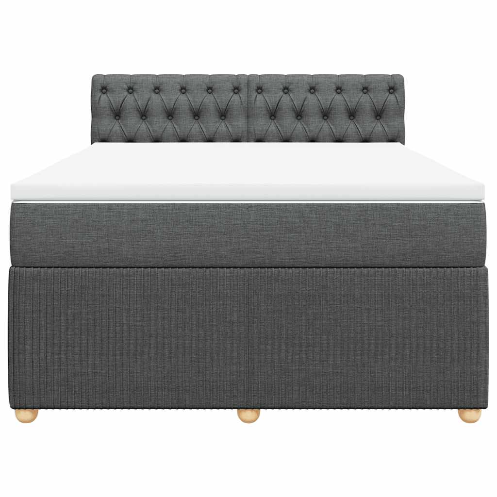 vidaXL Boxspring met matras stof donkergrijs 140x200 cm grijs, foto 4
