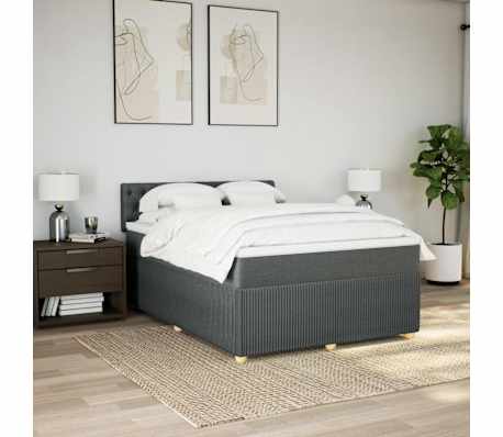 vidaXL Cama com molas/colch&atilde;o 140x200 cm tecido cinzento-escuro