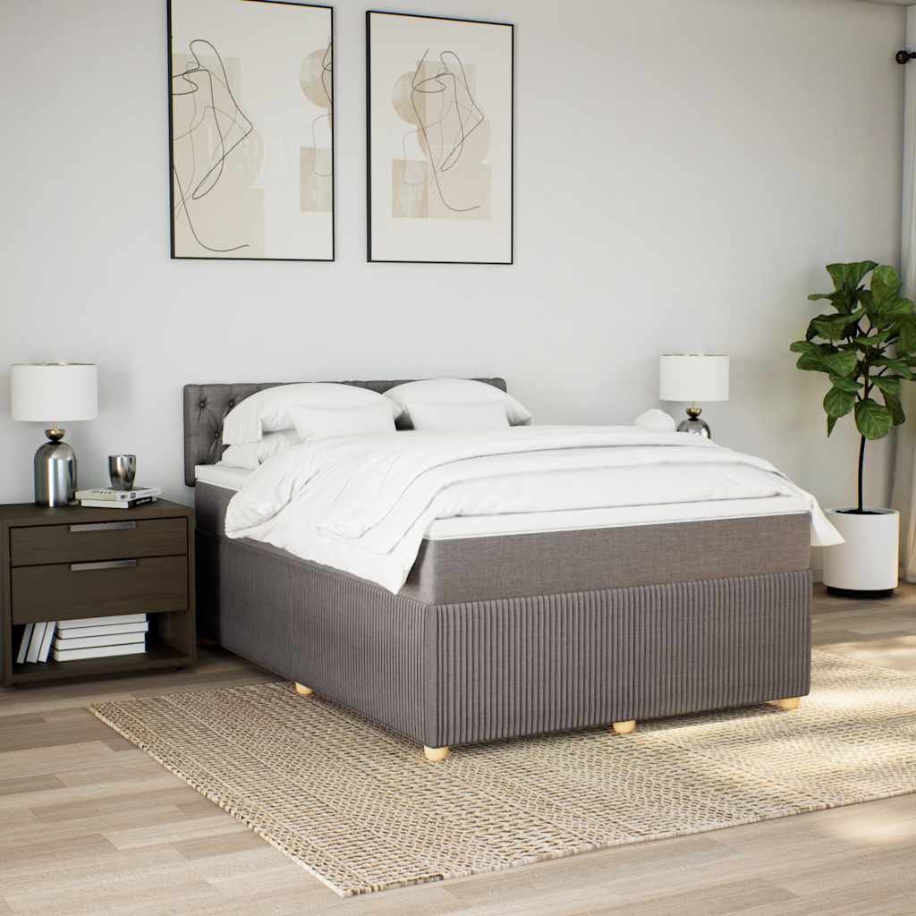 vidaXL Boxspring met matras stof taupe 140x200 cm, foto 2
