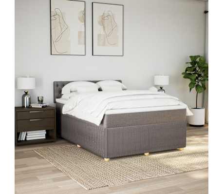 vidaXL Giroletto a Molle con Materasso Tortora 140x200 cm in Tessuto