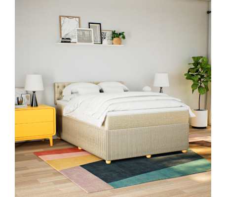 vidaXL kontinentalseng med madras 140x200 cm stof cremefarvet