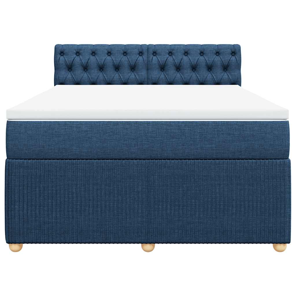 vidaXL Boxspring met matras stof blauw 140x200 cm, foto 4