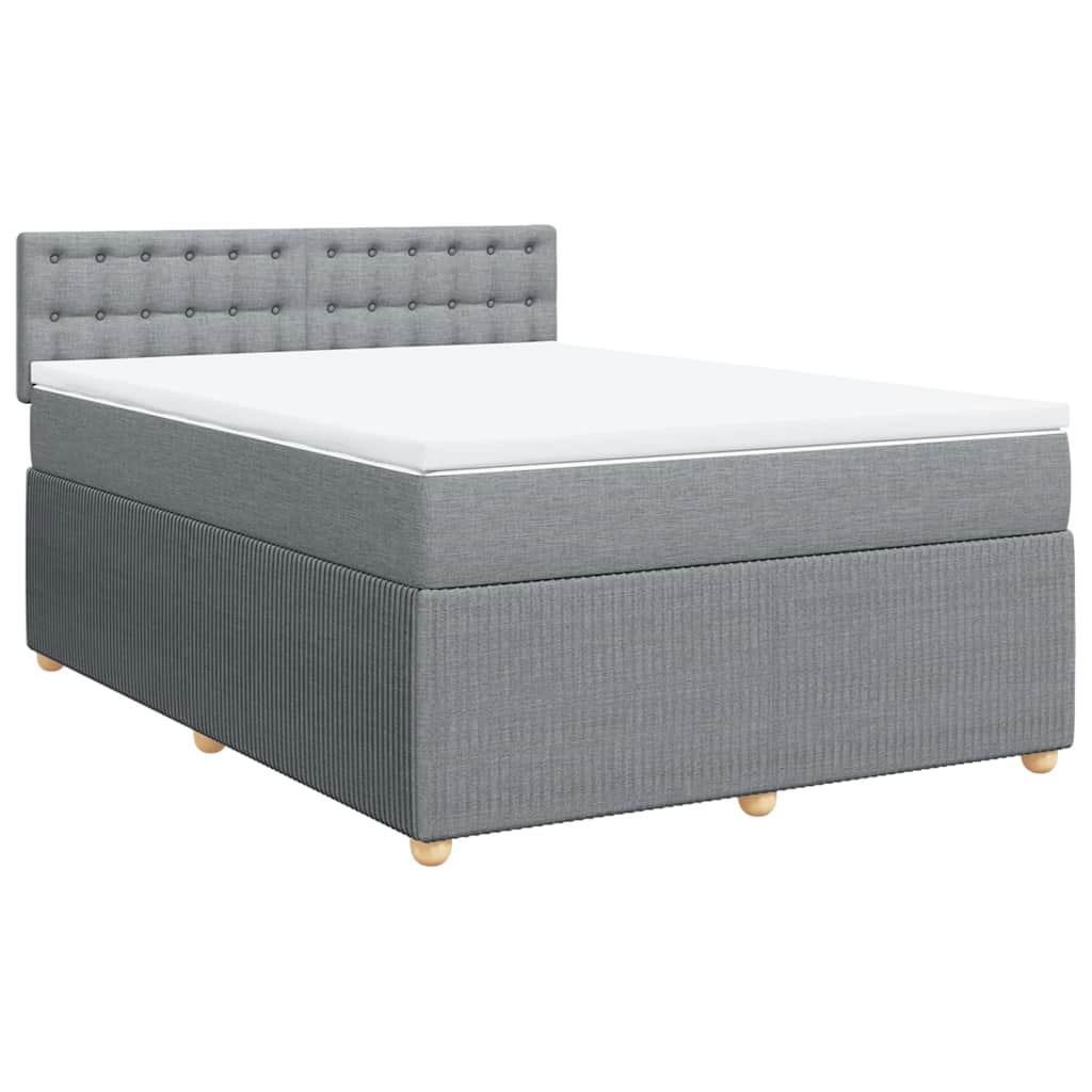 vidaXL Boxspring met matras stof lichtgrijs 140x200 cm grijs, foto 3