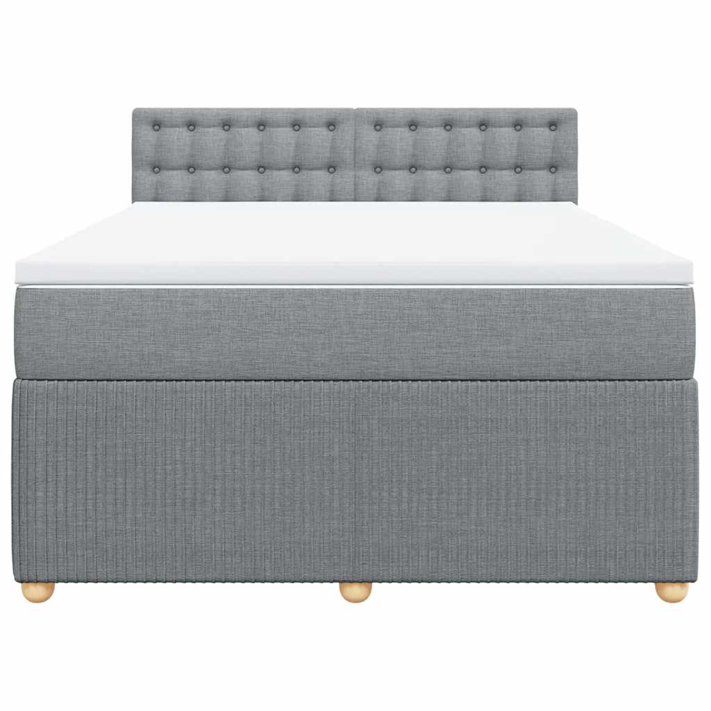vidaXL Boxspring met matras stof lichtgrijs 140x200 cm grijs, foto 4