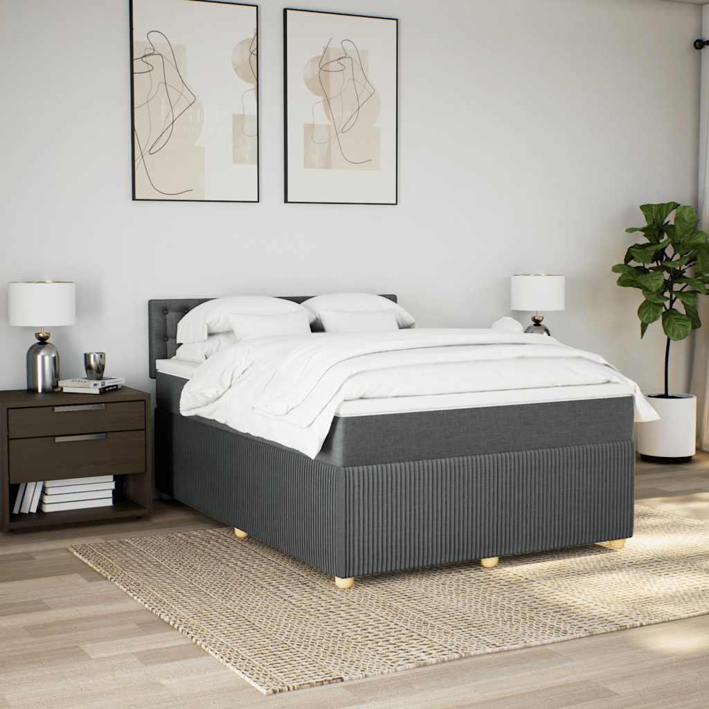 vidaXL Boxspring met matras stof donkergrijs 140x200 cm grijs, foto 2