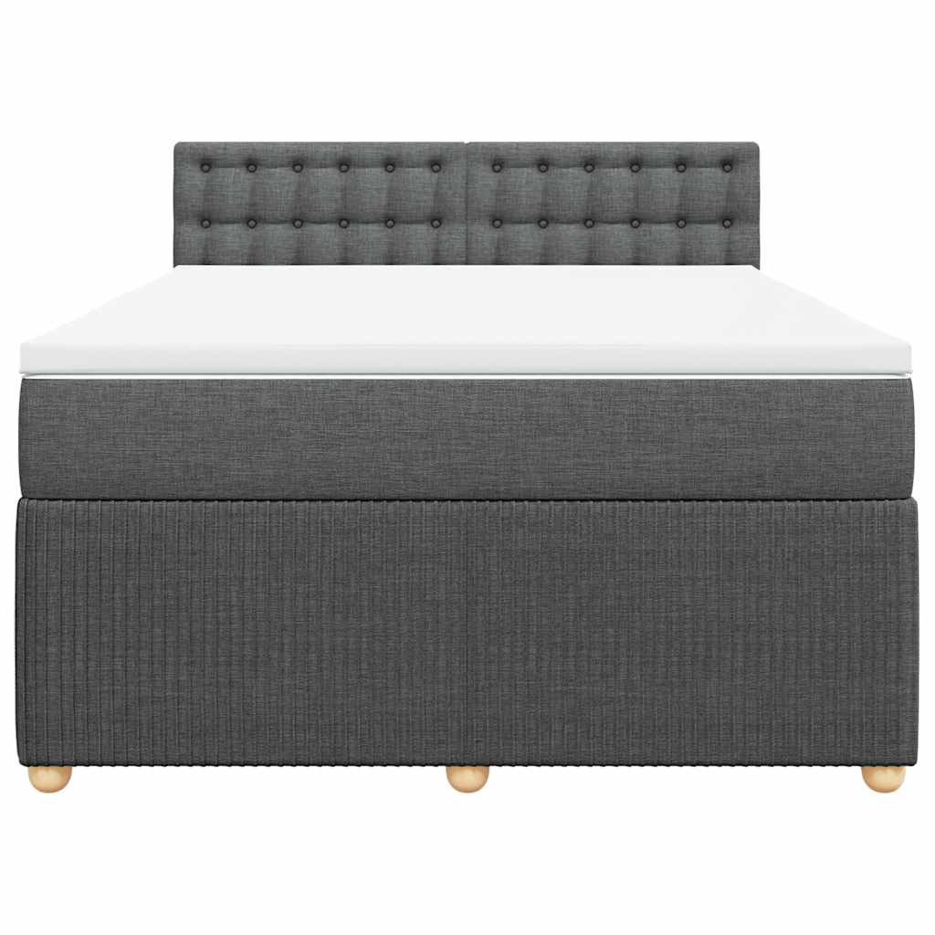 vidaXL Boxspring met matras stof donkergrijs 140x200 cm grijs, foto 4