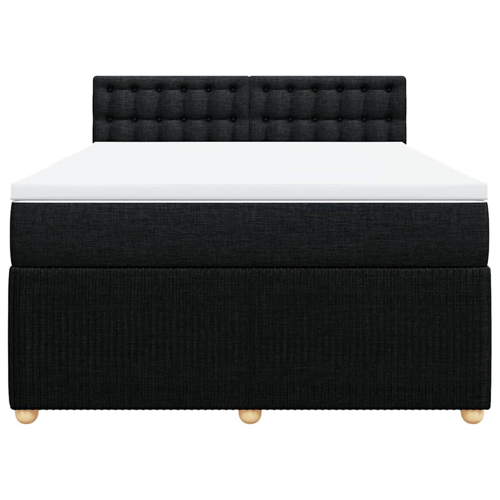 vidaXL Boxspring met matras stof zwart 140x200 cm, foto 4
