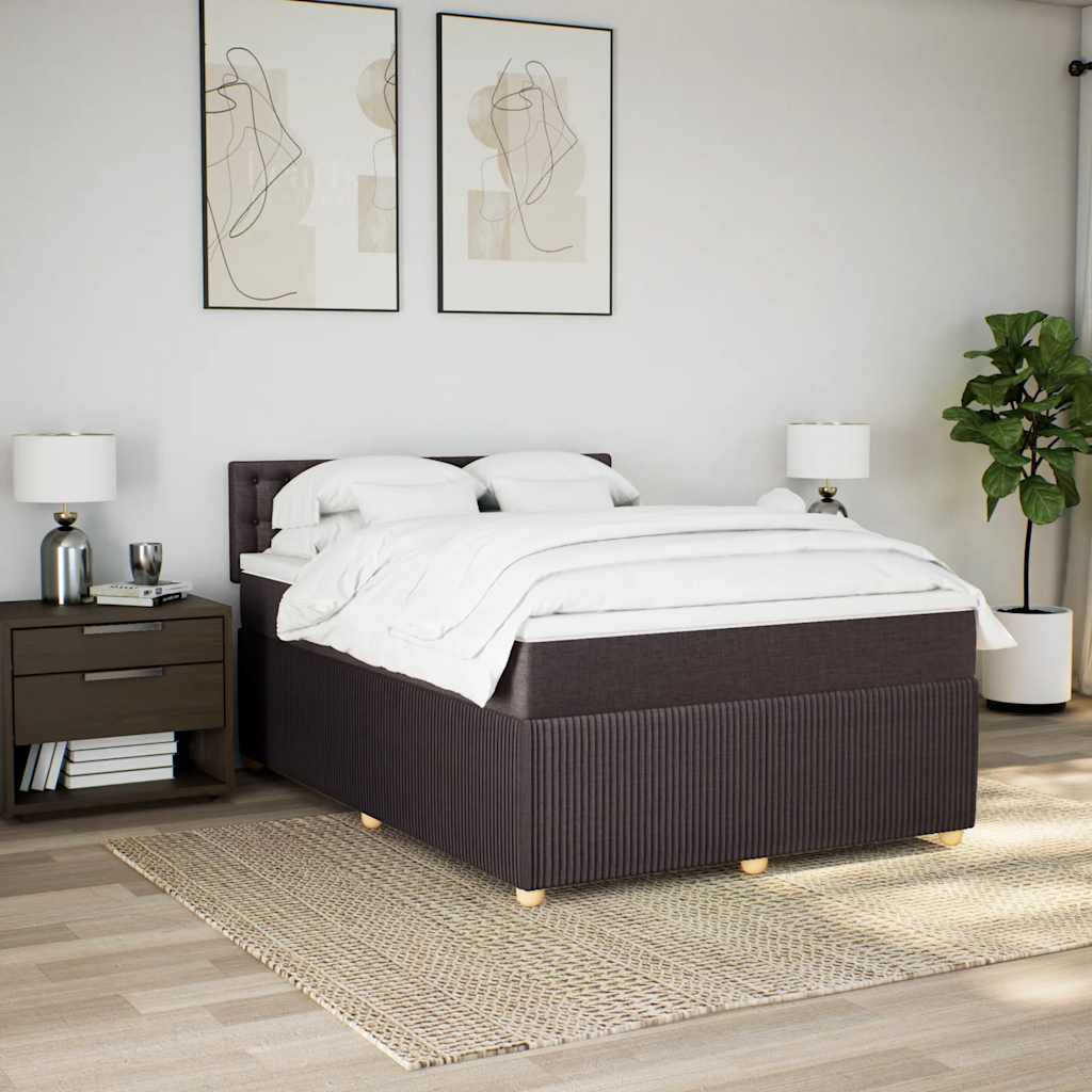 vidaXL Boxspring met matras stof donkerbruin 140x200 cm afbeelding