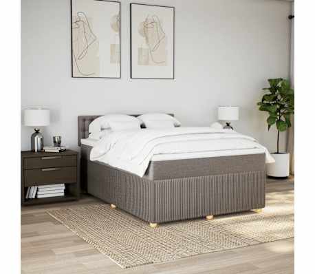 vidaXL Pat continental cu saltea gri taupe 140x200 cm material textil