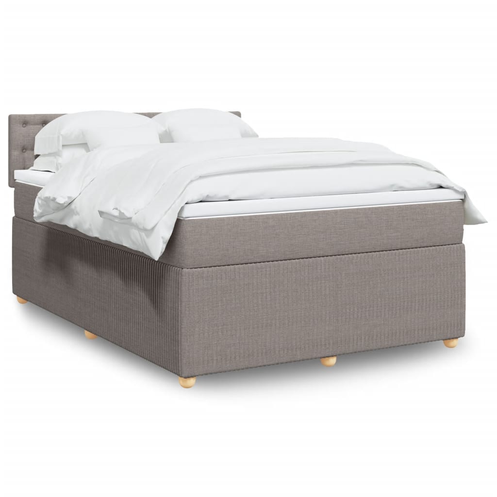 vidaXL Boxspringbett mit Matratze Taupe 140x200 cm Stoff