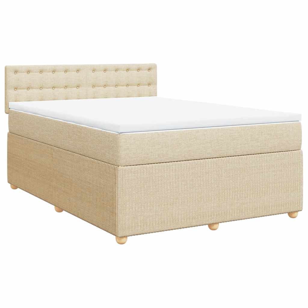 vidaXL Boxspring met matras stof crèmekleurig 140x200 cm, foto 3