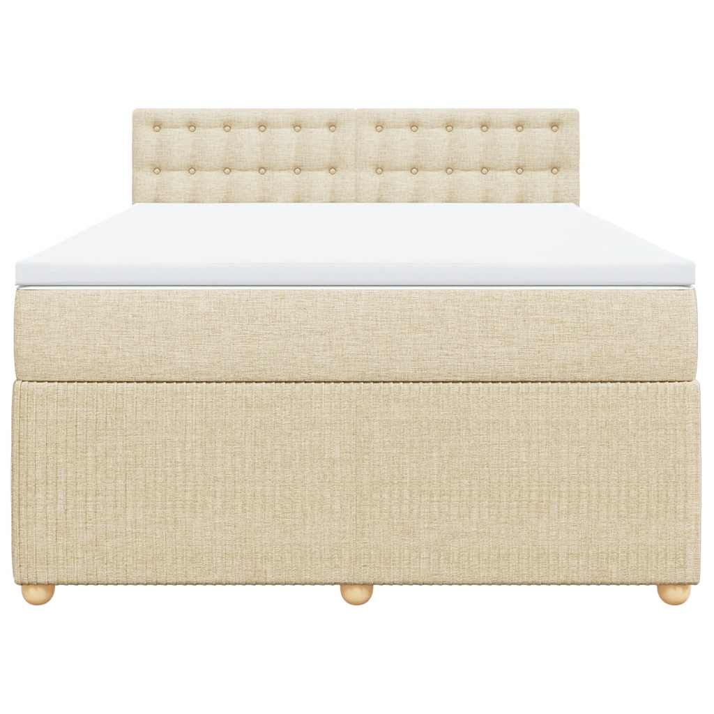 vidaXL Boxspring met matras stof crèmekleurig 140x200 cm, foto 4
