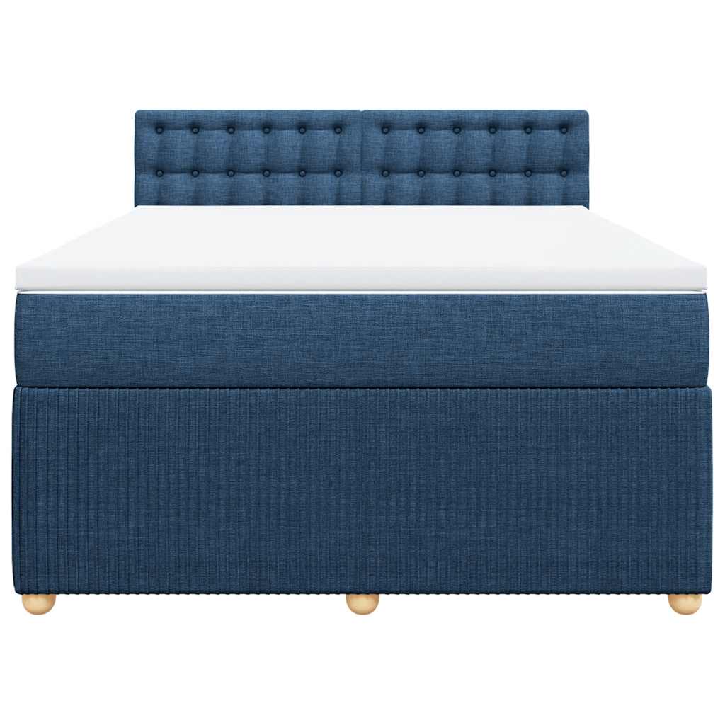 vidaXL Boxspring met matras stof blauw 140x200 cm, foto 4
